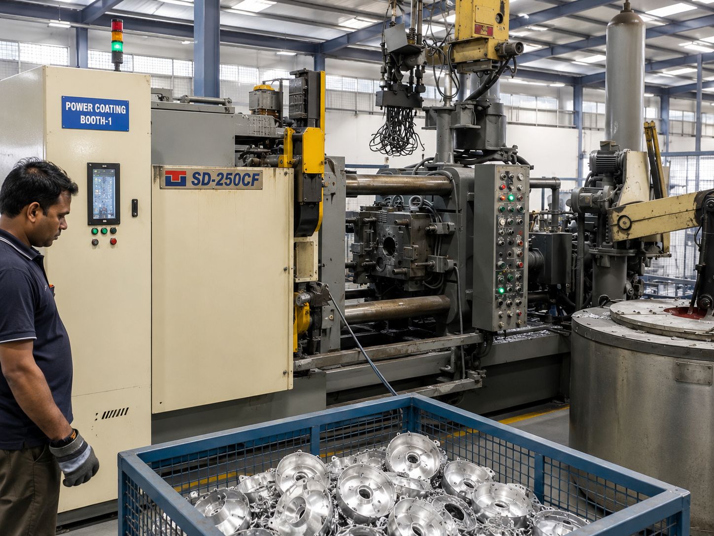 High pressure die casting — molten aluminium